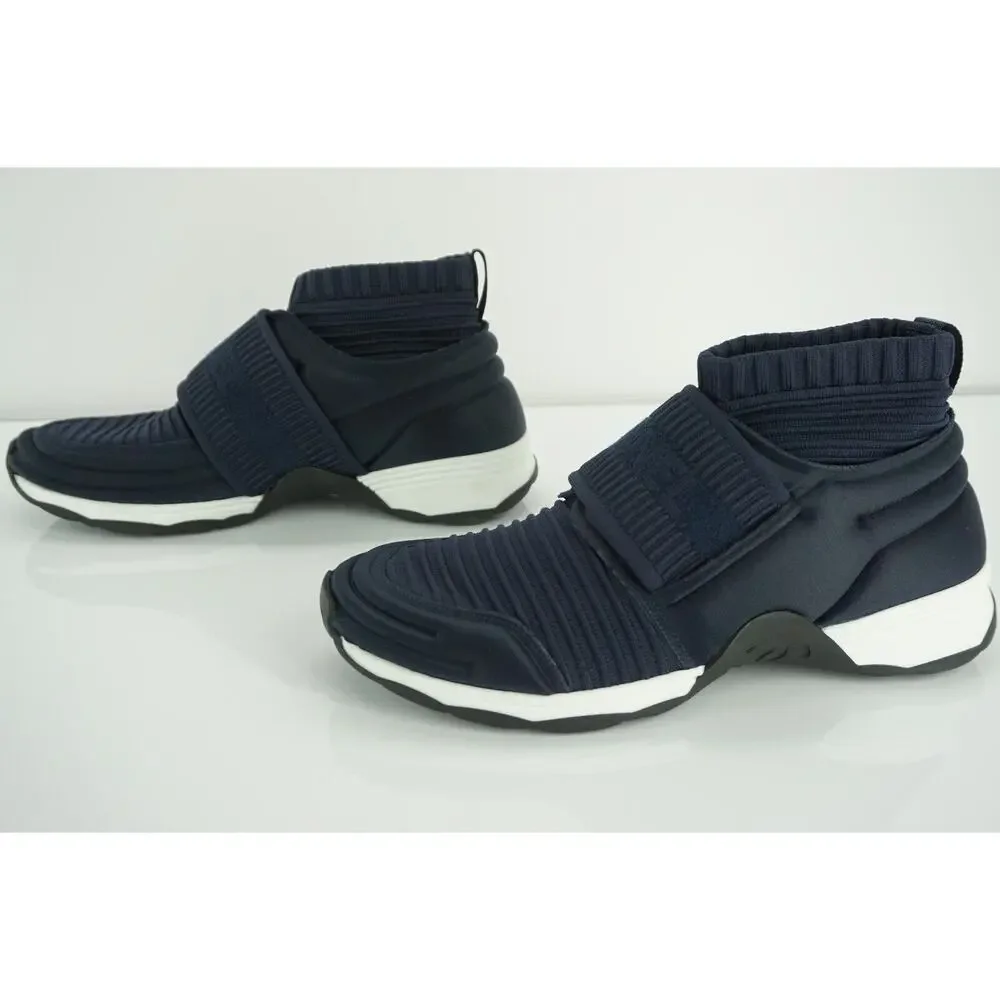 Chanel Navy Blue Stretch Fabric CC Logo High Top Sneaker Sock